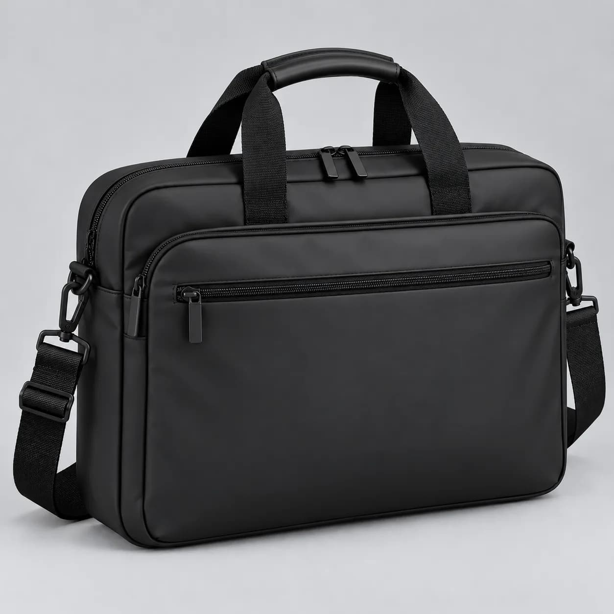 rPET laptop bag product direction on a neutral studio background