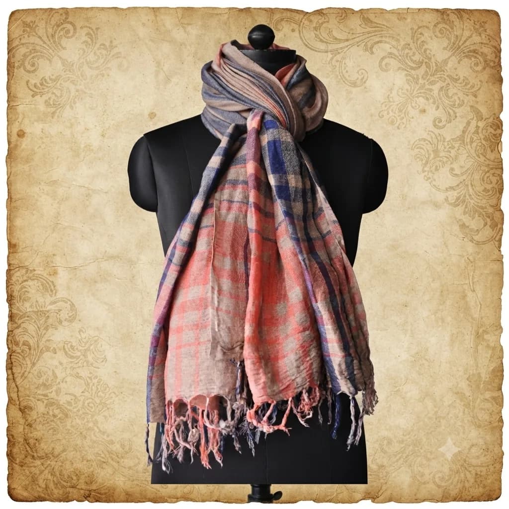 Linen scarf & stole product direction on a neutral studio background