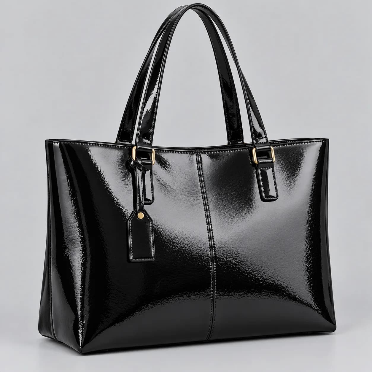 Leather tote bag product direction on a neutral studio background