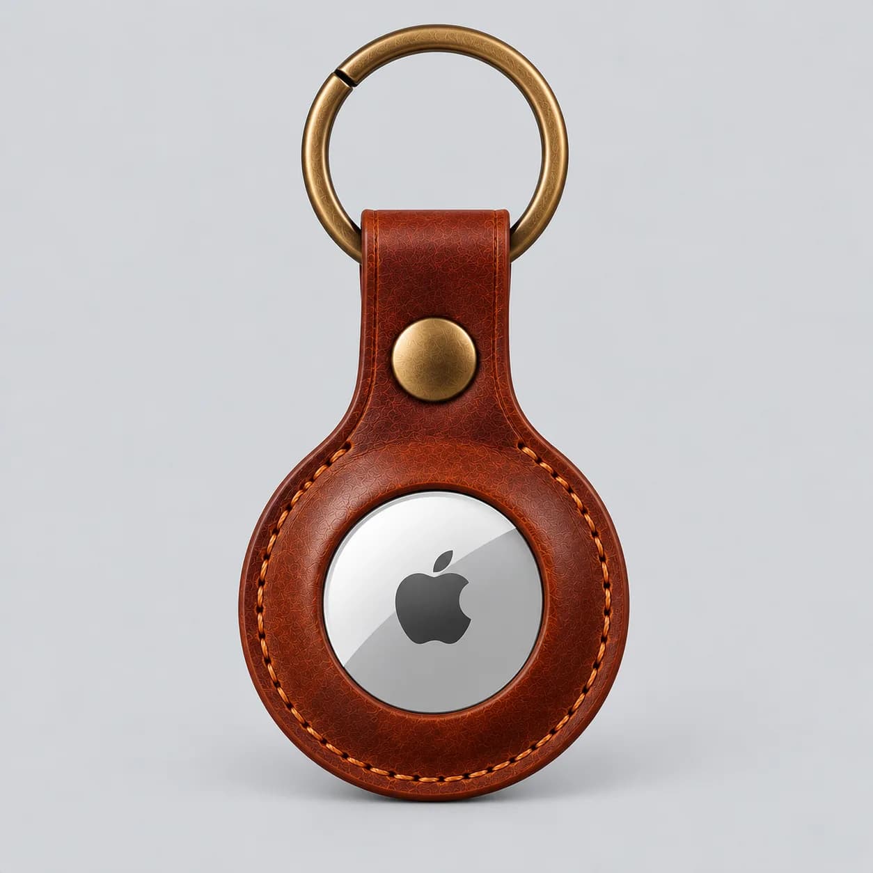 Leather tracker case product direction on a neutral studio background